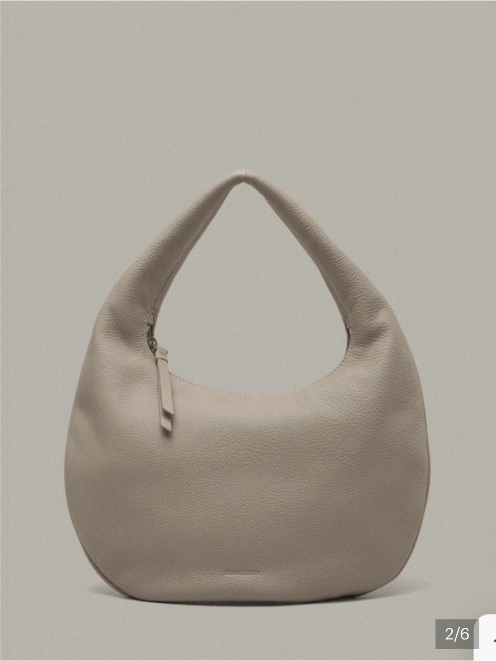 Pebbled Leather Hobo Bag in Light Warm Grey